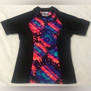 Adidas tie dye rash guard/sun protection swim top sz 7